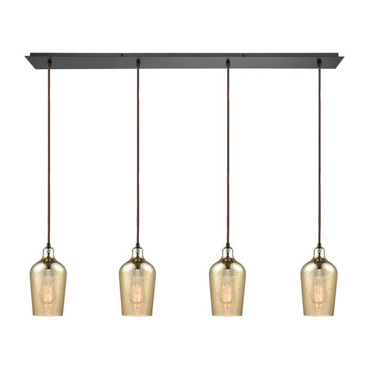 Elk Hammered Glass 10840/4LP Pendant Light - Oil Rubbed Bronze