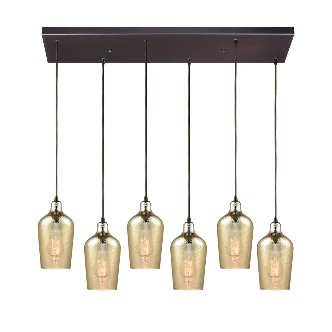 Elk Hammered Glass 10840/6RC Pendant Light - Oil Rubbed Bronze