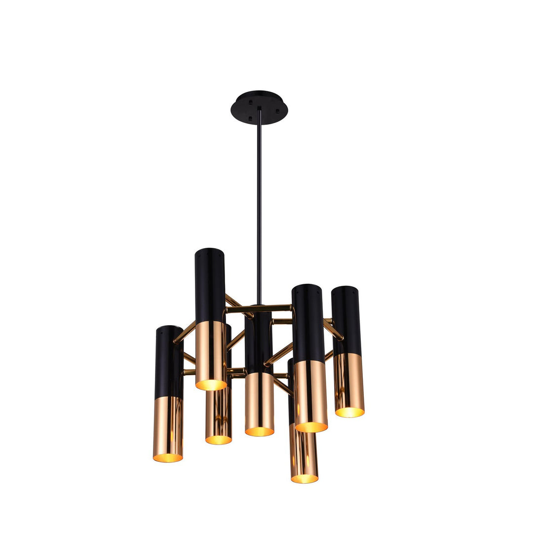 CWI Anem 1015p17-7-129 Chandelier Light - Matte Black & Satin Gold