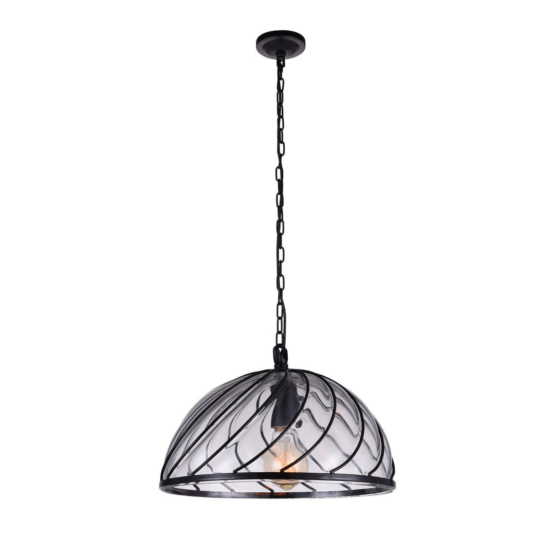 CWI Escot 9755p12-1-101 Pendant Light - Black & Wood