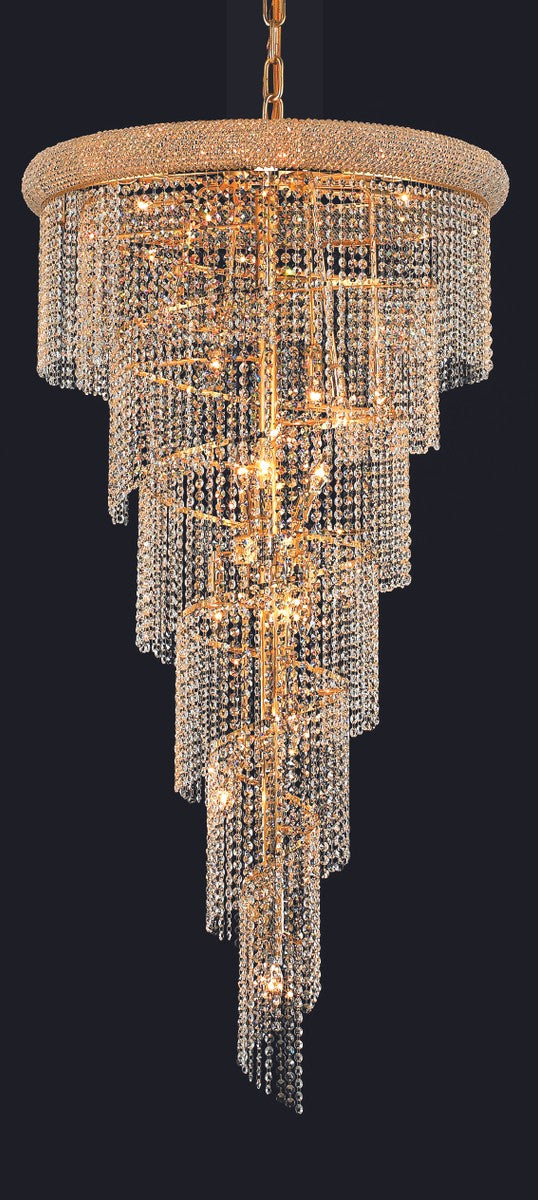 Elegant Spiral V1801SR30G/RC Chandelier Light - Gold