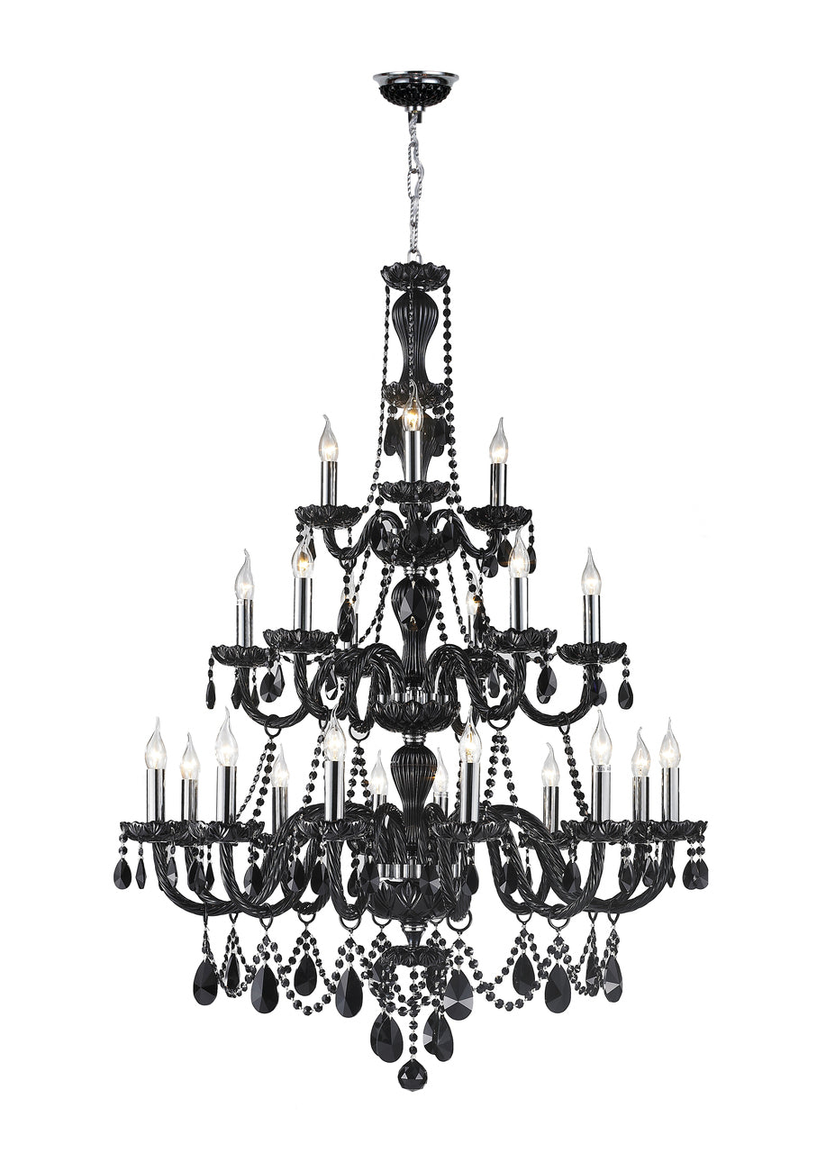 Worldwide Provence W83099C38-BL Chandelier Light - Polished Chrome, Black Crystal"/