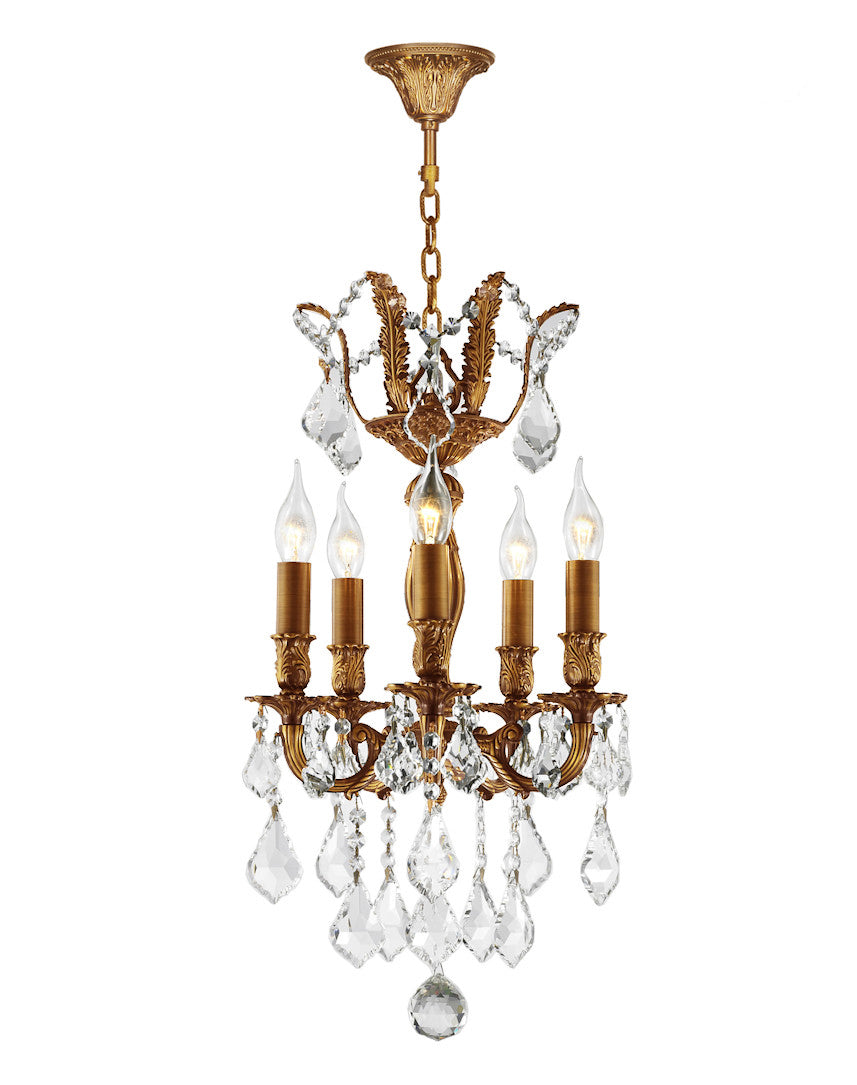 Worldwide Versailles W83319FG15 Chandelier Light - French Gold, D15" H 22", 5 Light, French Gold Finish, Clear Crystal"/