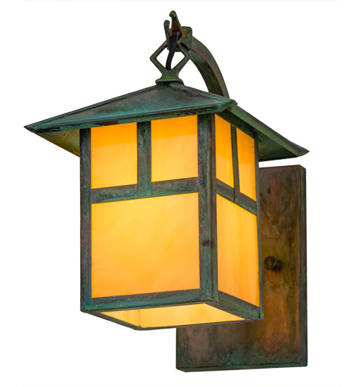 Meyda Tiffany Lighting 84729 Seneca One Light Wall Sconce Outdoor Copper/Antique/Verde