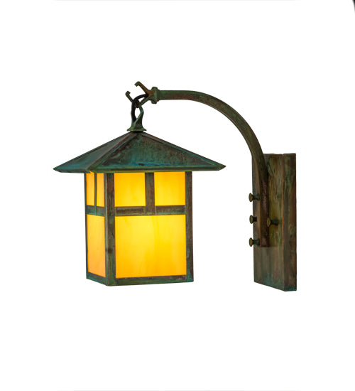 Meyda Tiffany Lighting 84729 Seneca One Light Wall Sconce Outdoor Copper/Antique/Verde