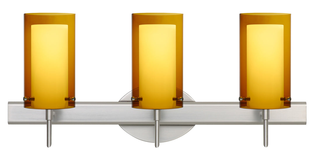Besa Pahu 3SW-G44007-SN Bath Vanity Light 23 in. wide - Satin Nickel