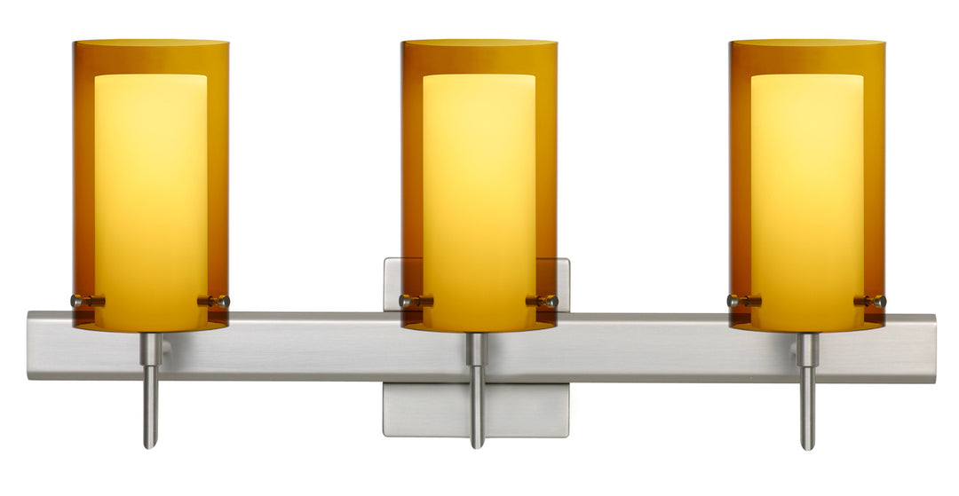 Besa Pahu 3SW-G44007-SN-SQ Bath Vanity Light 23 in. wide - Satin Nickel
