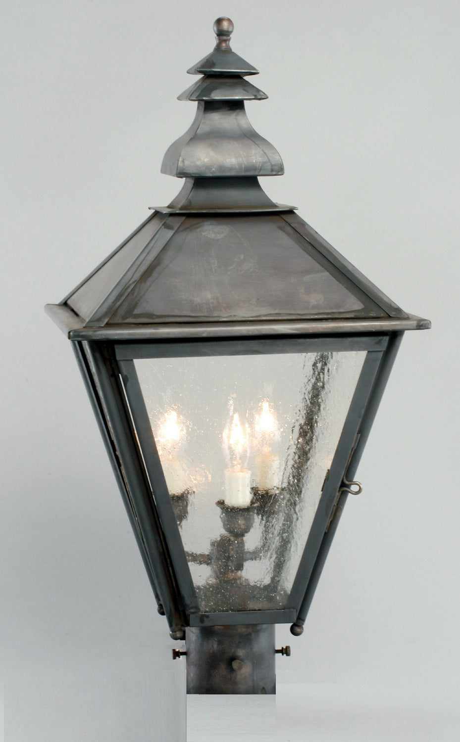 Genie House Lighting 84002DCS Duke Three Light Post Mount Outdoor Copper/Antique/Verde