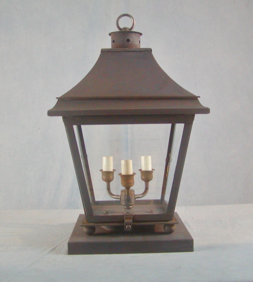 Genie House Lighting 8831PIERDCC Forte Three Light Pier Mount Outdoor Copper/Antique/Verde