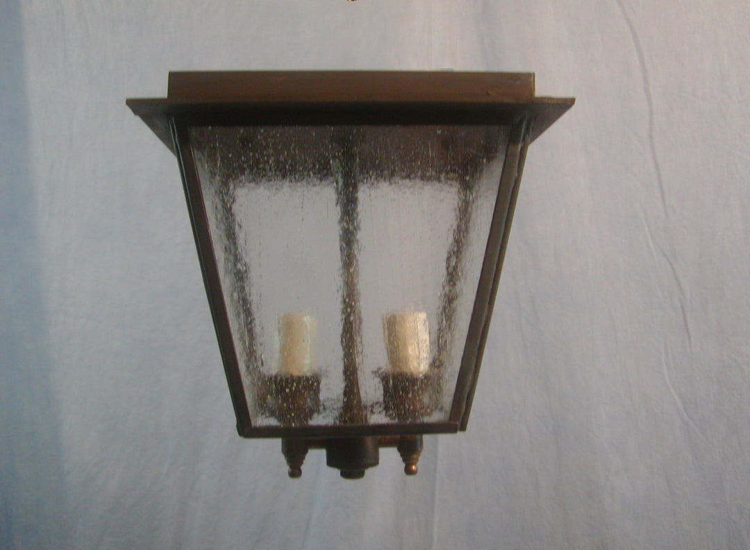 Genie House Lighting 91404DCS Kojan Two Light Flush Mount Outdoor Copper/Antique/Verde