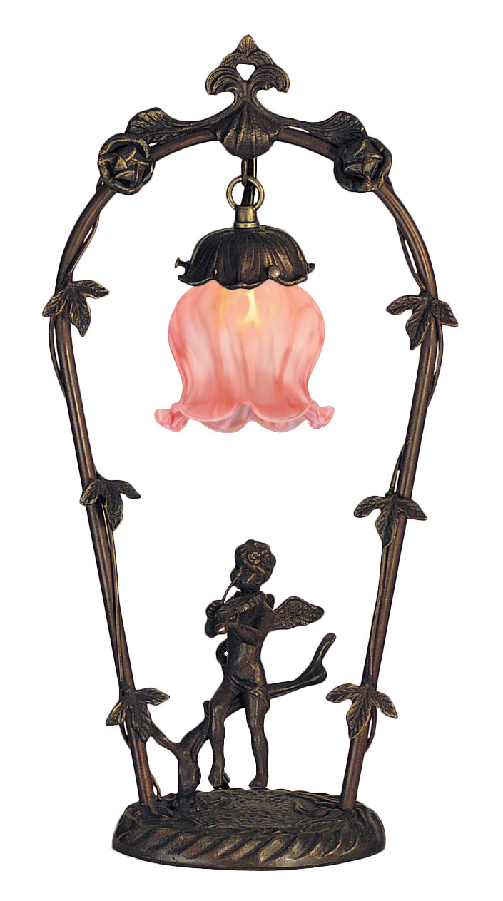 Meyda Tiffany Lighting 12592 Pink Cherub One Light Accent Lamp Lamp Bronze / Dark
