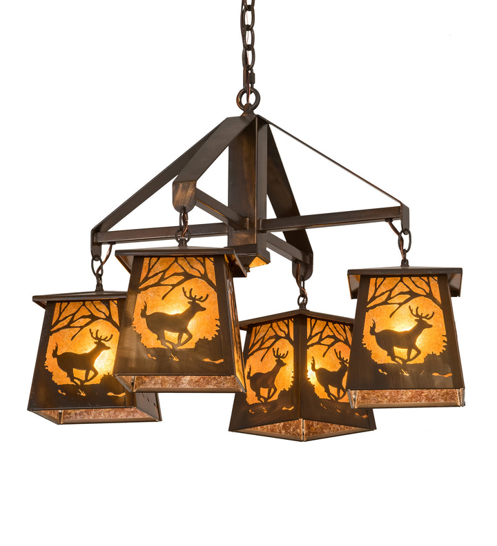 Meyda Tiffany Deer At Dawn 193548 Chandelier Light - Vintage Copper