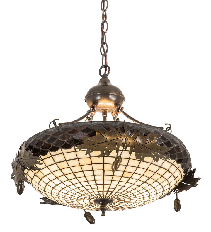 Meyda Tiffany Greenbriar Oak 194015 Pendant Light - Antique Brass
