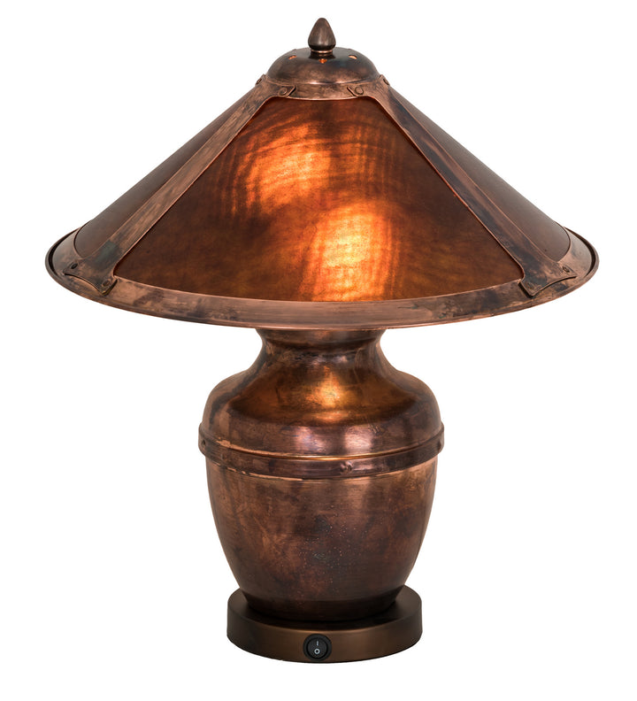 Meyda Tiffany Lighting 194515 Sutter Two Light Table Lamp Lamp Copper/Antique/Verde