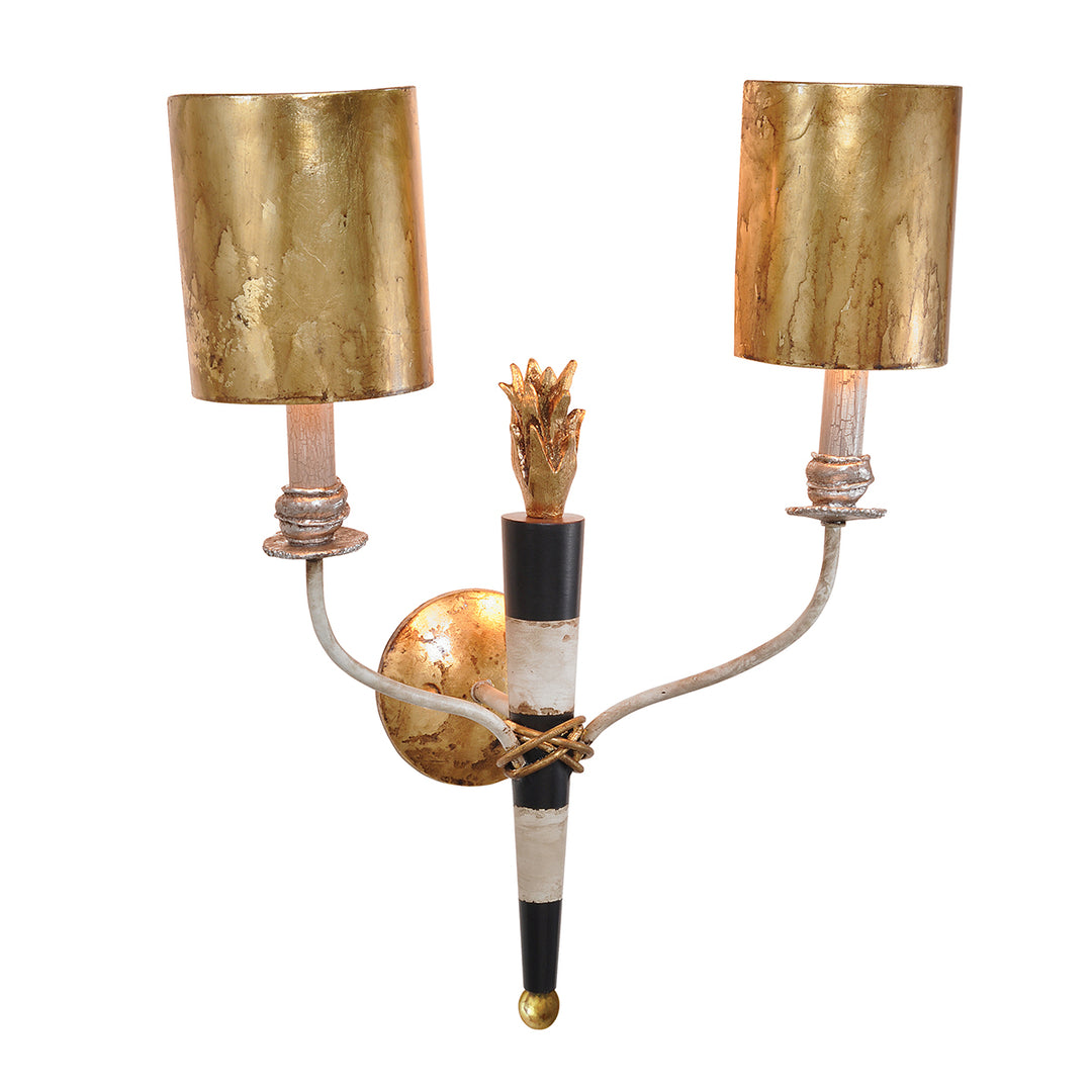 Lucas+McKearn Flambeau Sc1027-2 Wall Sconce Light - Black and cream with gold leaf