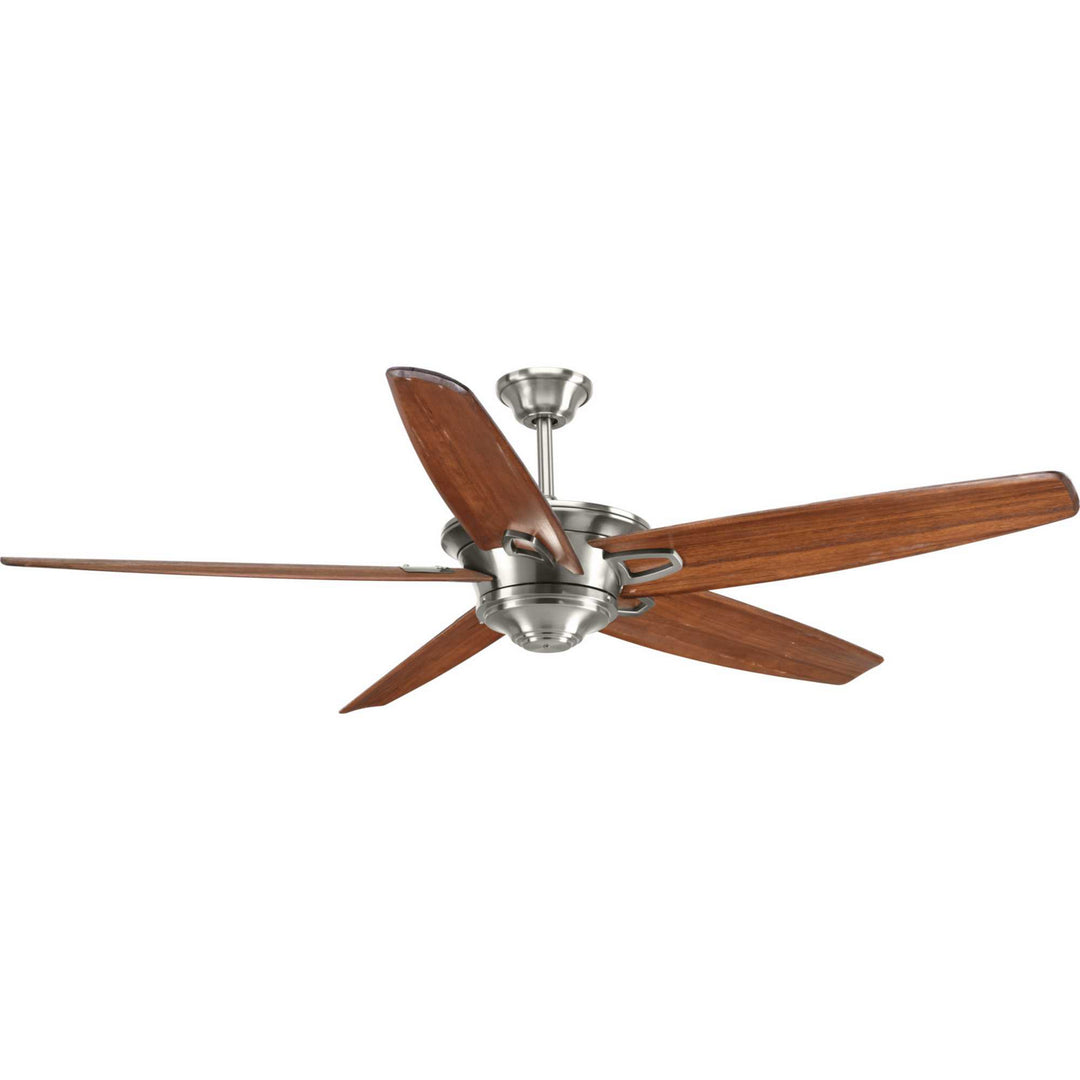 Progress Caleb P2560-09 Ceiling Fan - Brushed Nickel, Medium Cherry/