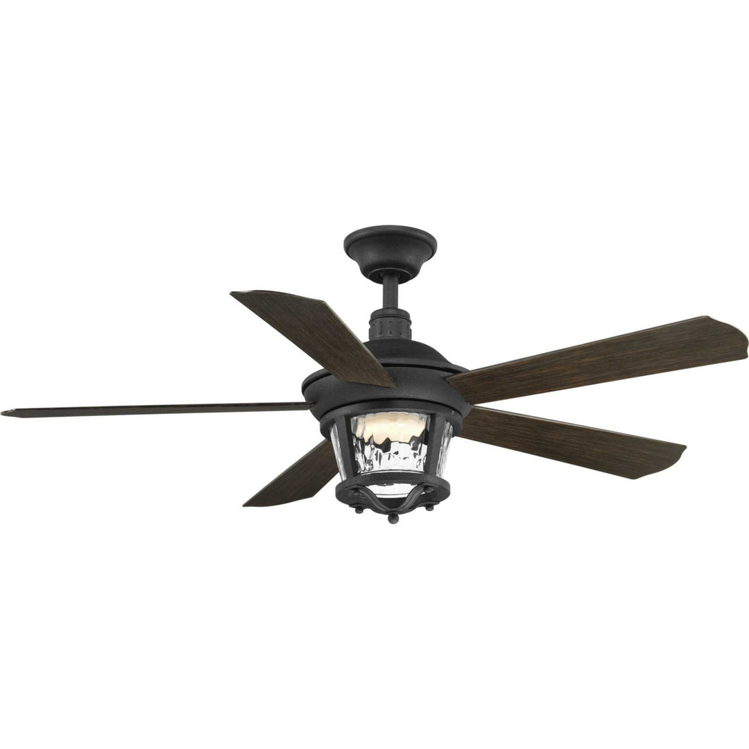 Progress Smyrna P2576-8030K Ceiling Fan - Forged Black, Toasted Oak/