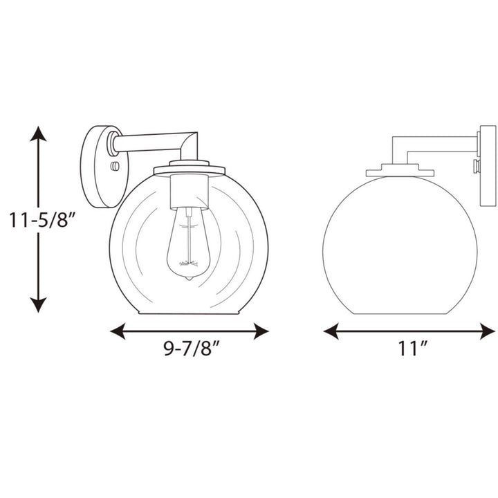 Progress Lighting P560092-031 Globe Lanterns One Light Wall Lantern Outdoor Black