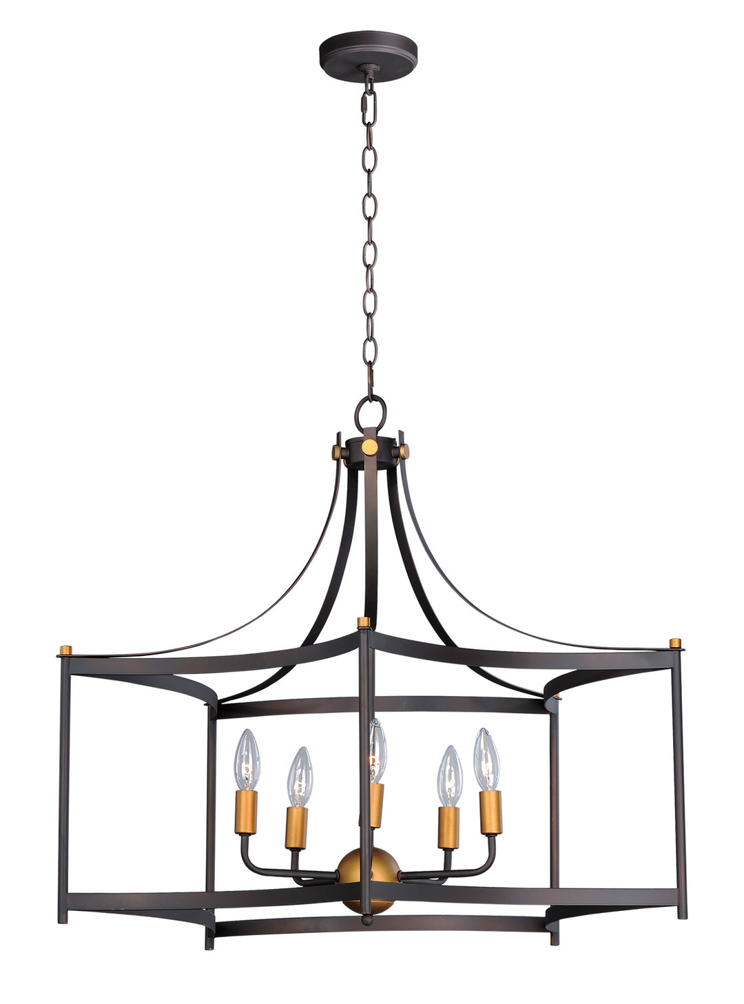 Maxim Wellington 13595OIAB Pendant Light - Oil Rubbed Bronze / Antique Brass