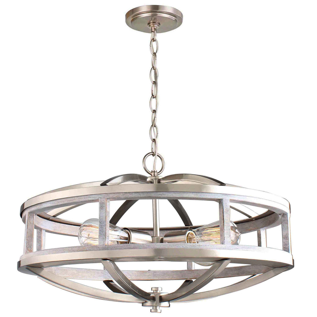Eglo Montrose 203108A Chandelier Light - Acia Wood & Brushed Nickel