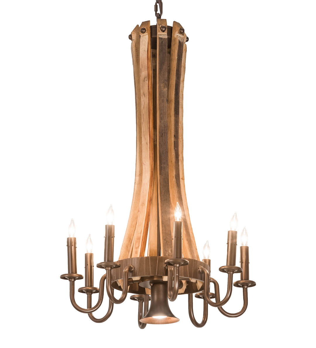 Meyda Tiffany Barrel Stave 197593 Chandelier Light - Natural Wood,Mahogany Bronze