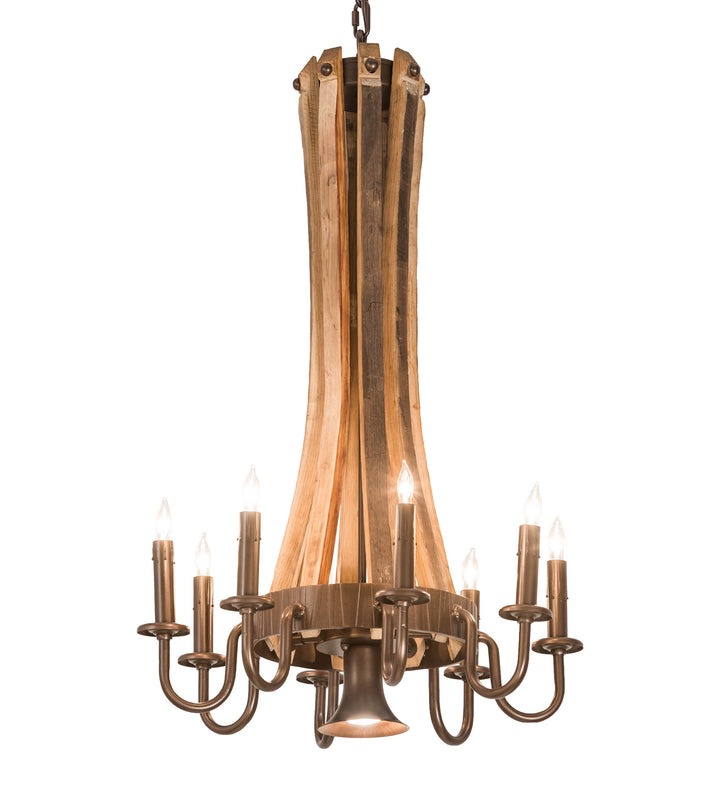 Meyda Tiffany Barrel Stave 197593 Chandelier Light - Natural Wood,Mahogany Bronze
