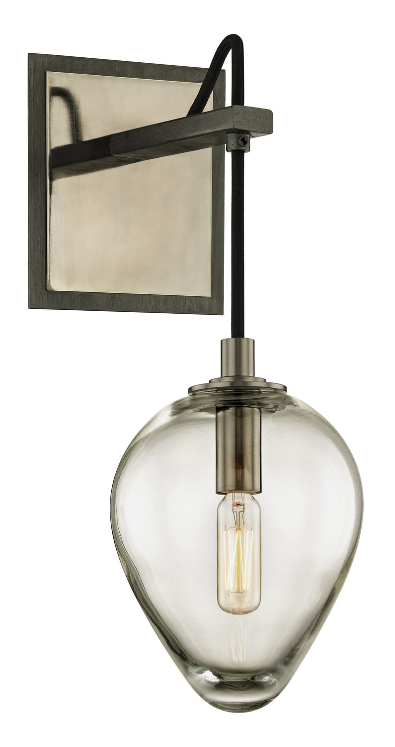 Troy Brixton B6201 Wall Sconce Light - Gun Metal With Smoked Chrome