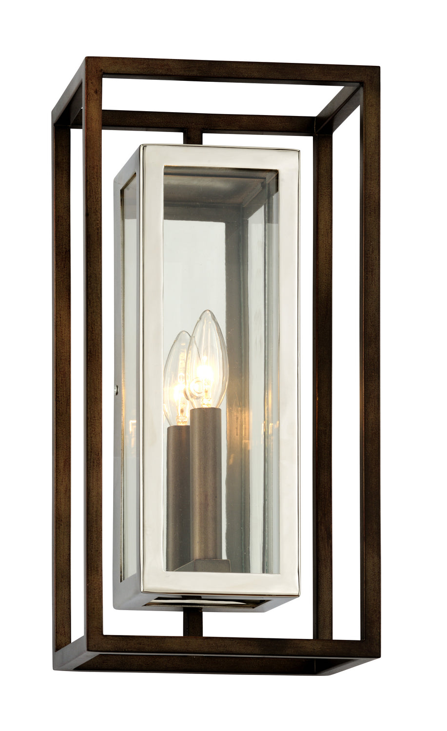 Troy Morgan B6512 Wall Sconce Light - Bronze With Polished Stainless