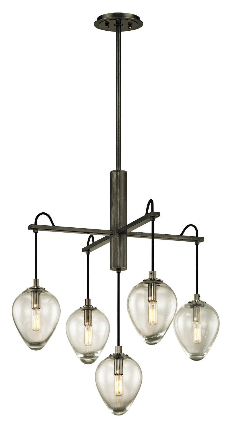 Troy Brixton F6206 Chandelier Light - Gun Metal With Smoked Chrome