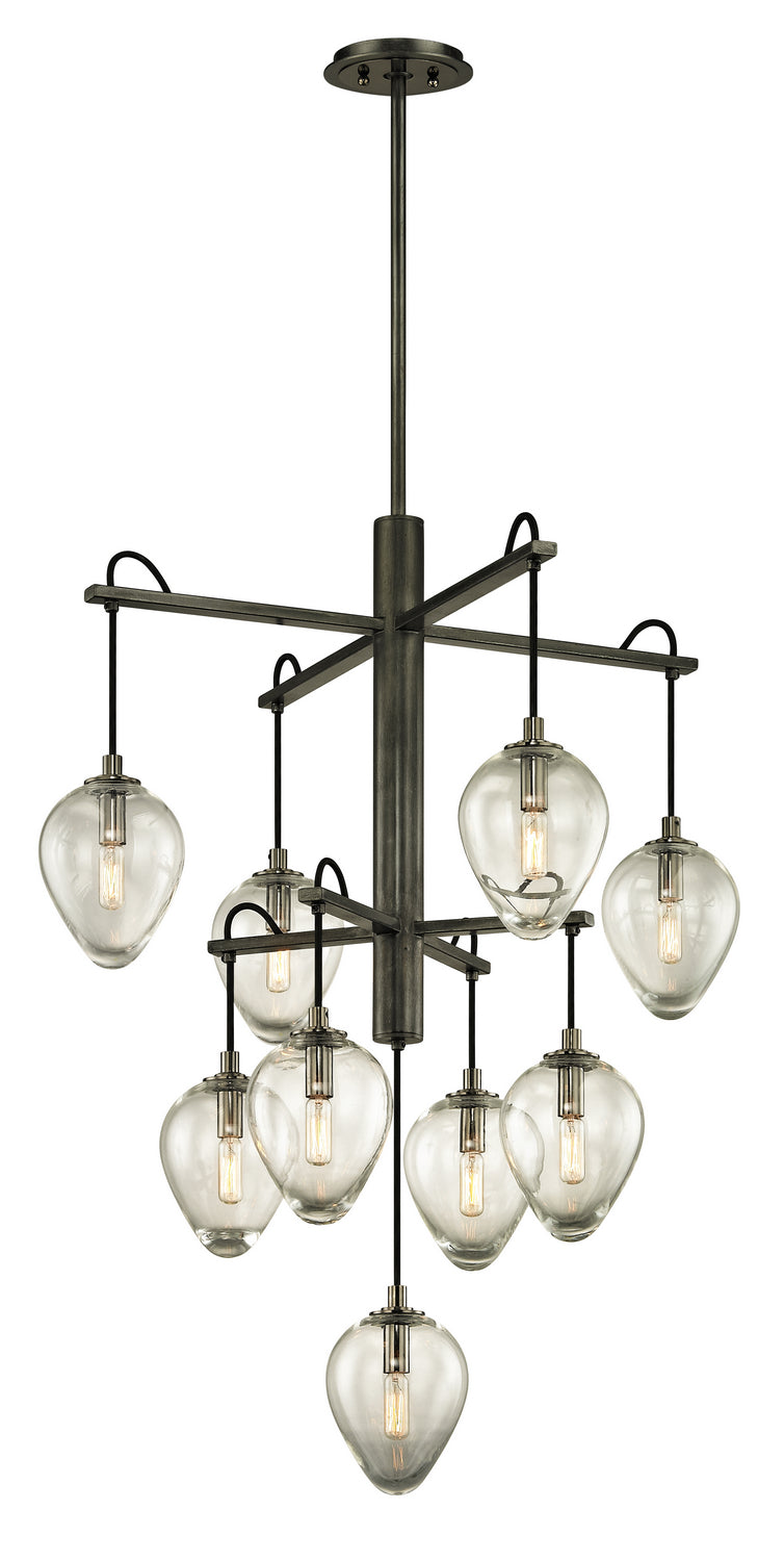 Troy Brixton F6207 Chandelier Light - Gun Metal With Smoked Chrome