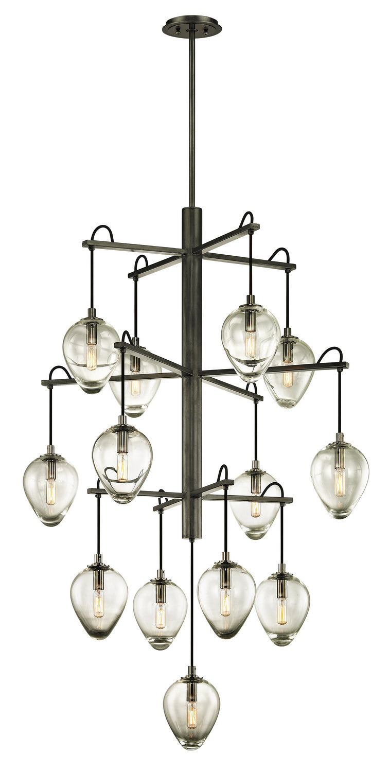 Troy Brixton F6208-GRA/BCR Chandelier Light - Gun Metal With Smoked Chrome