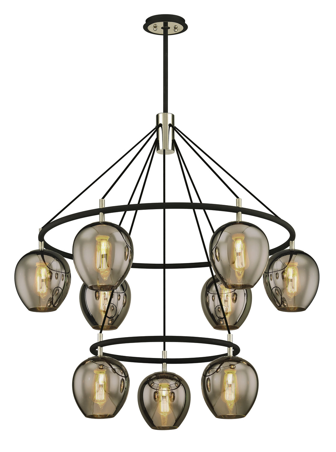 Troy Iliad F6219 Chandelier Light - Carbide Blk & Pol Nickel