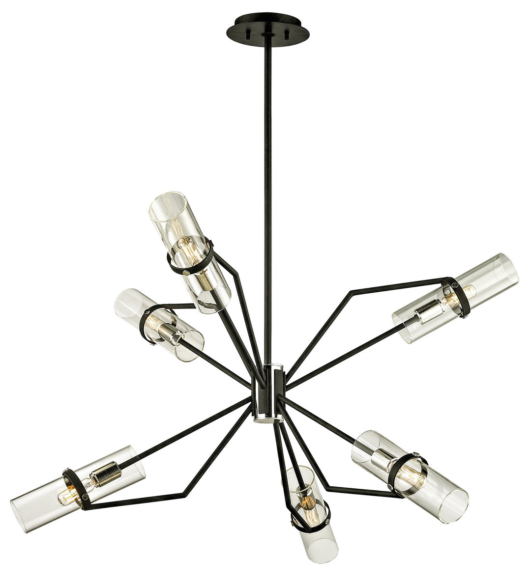 Troy Raef F6326 Chandelier Light - Textured Black & Polish Nickel