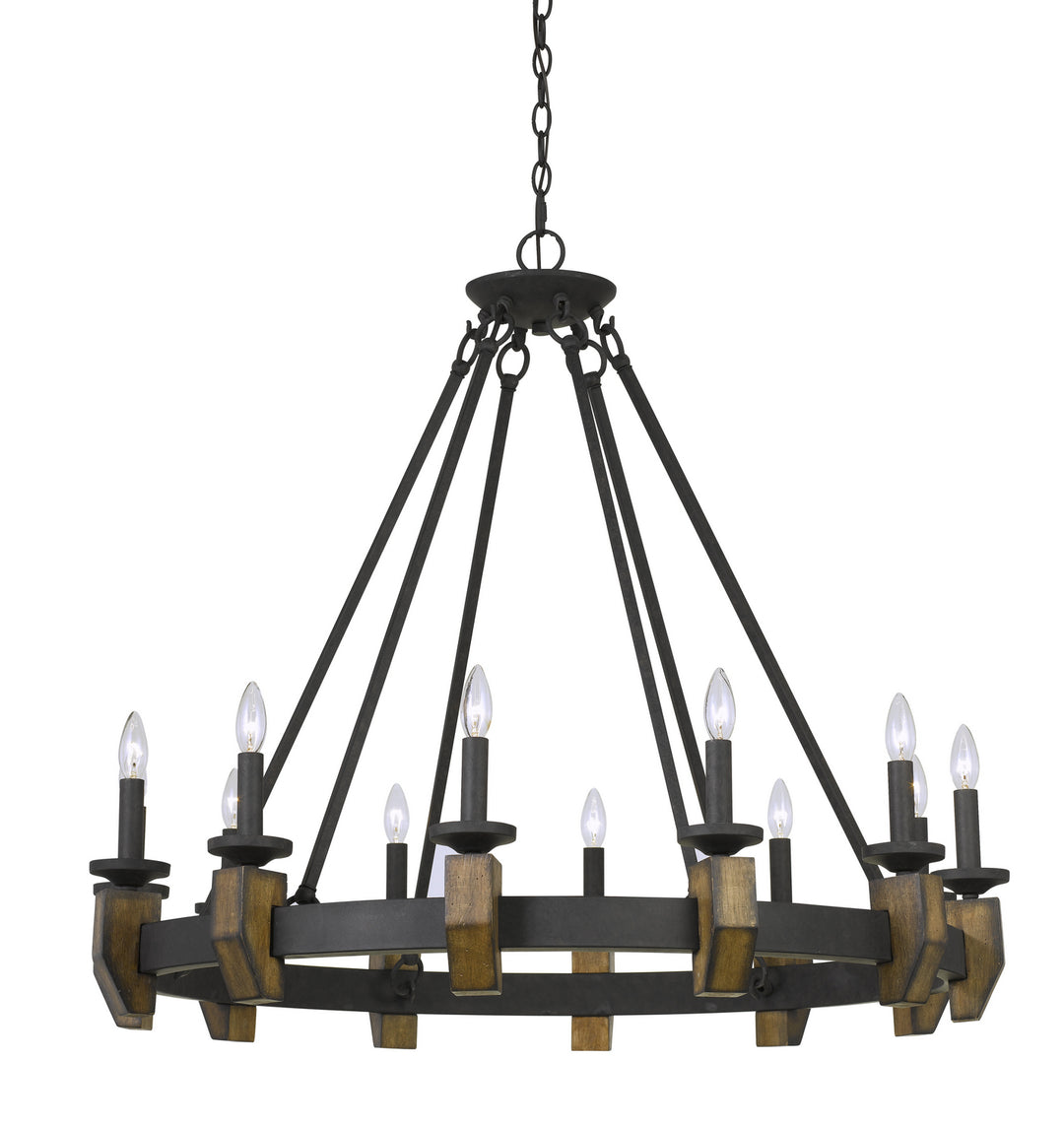 Cal Cruz FX-3517-12 Chandelier Light - Bronze/Wood