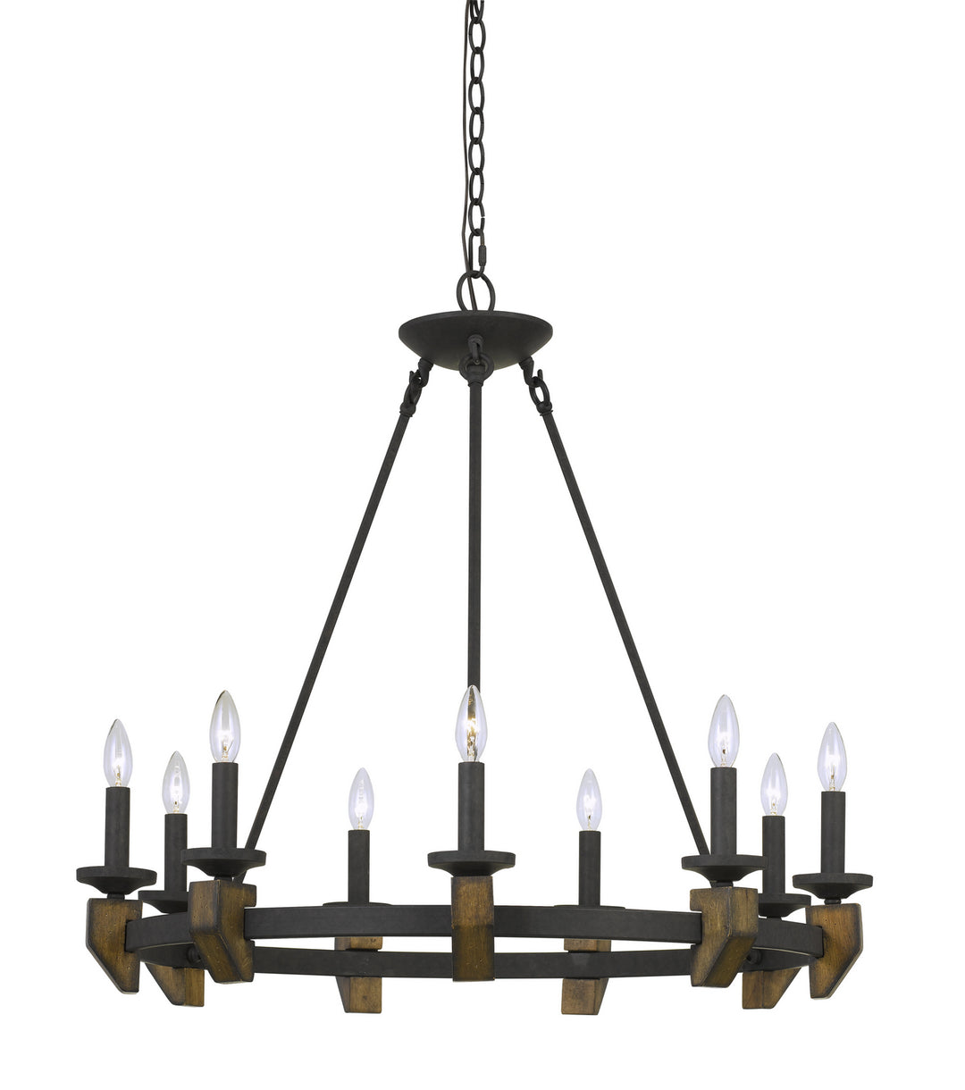 Cal Cruz FX-3517-9 Chandelier Light - Bronze/Wood