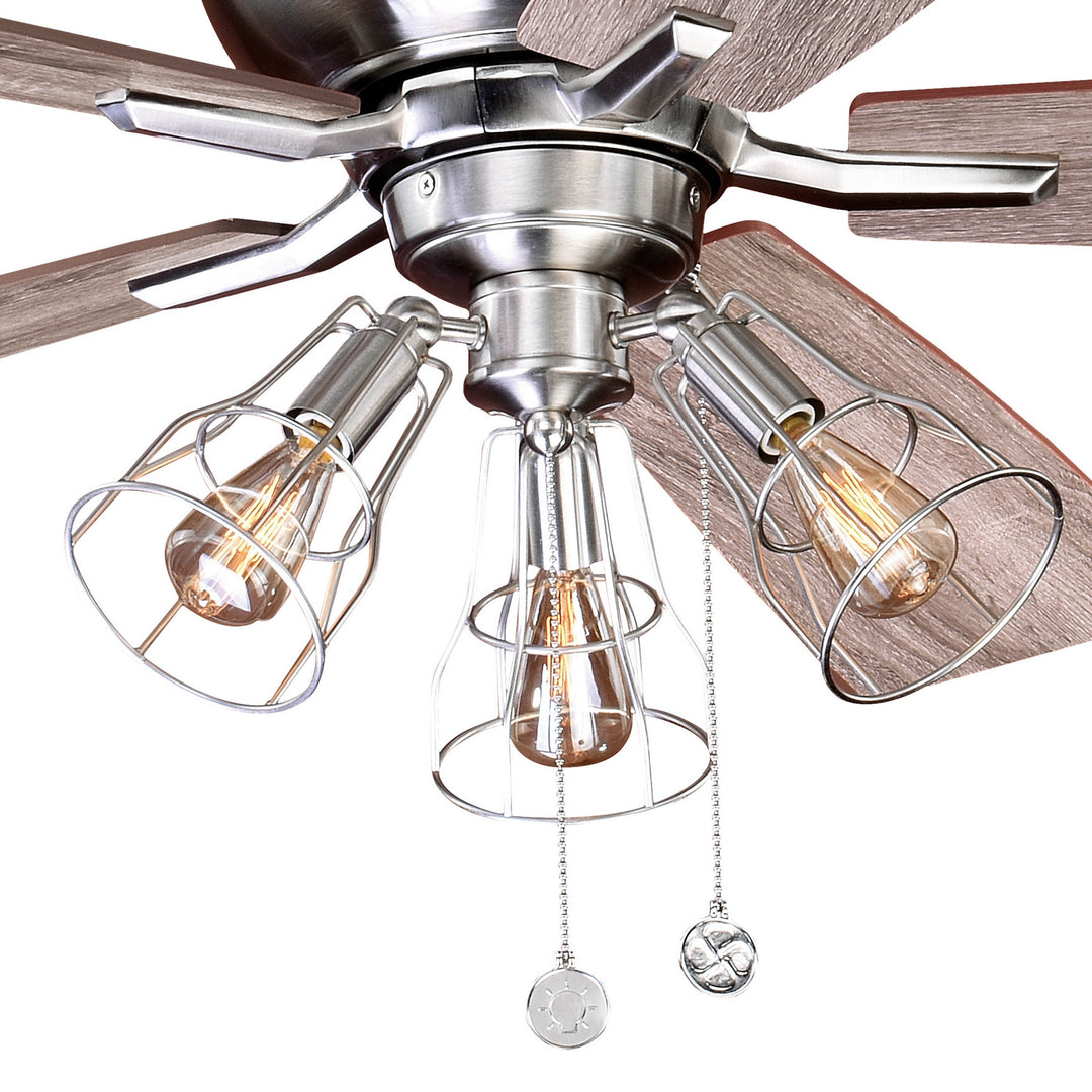 Vaxcel Clybourn F0054 Ceiling Fan - Satin Nickel, Driftwood-Walnut/