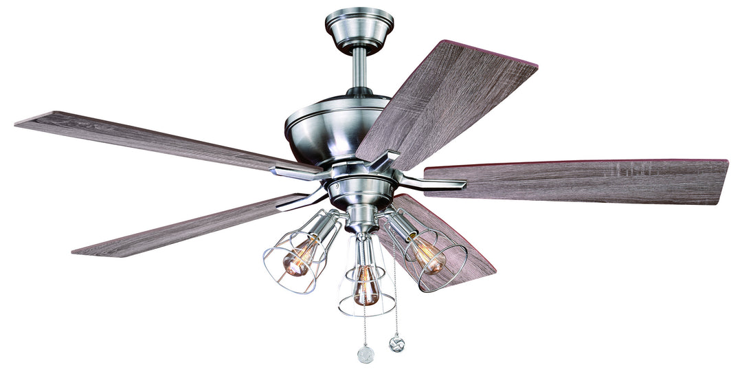 Vaxcel Clybourn F0054 Ceiling Fan - Satin Nickel, Driftwood-Walnut/