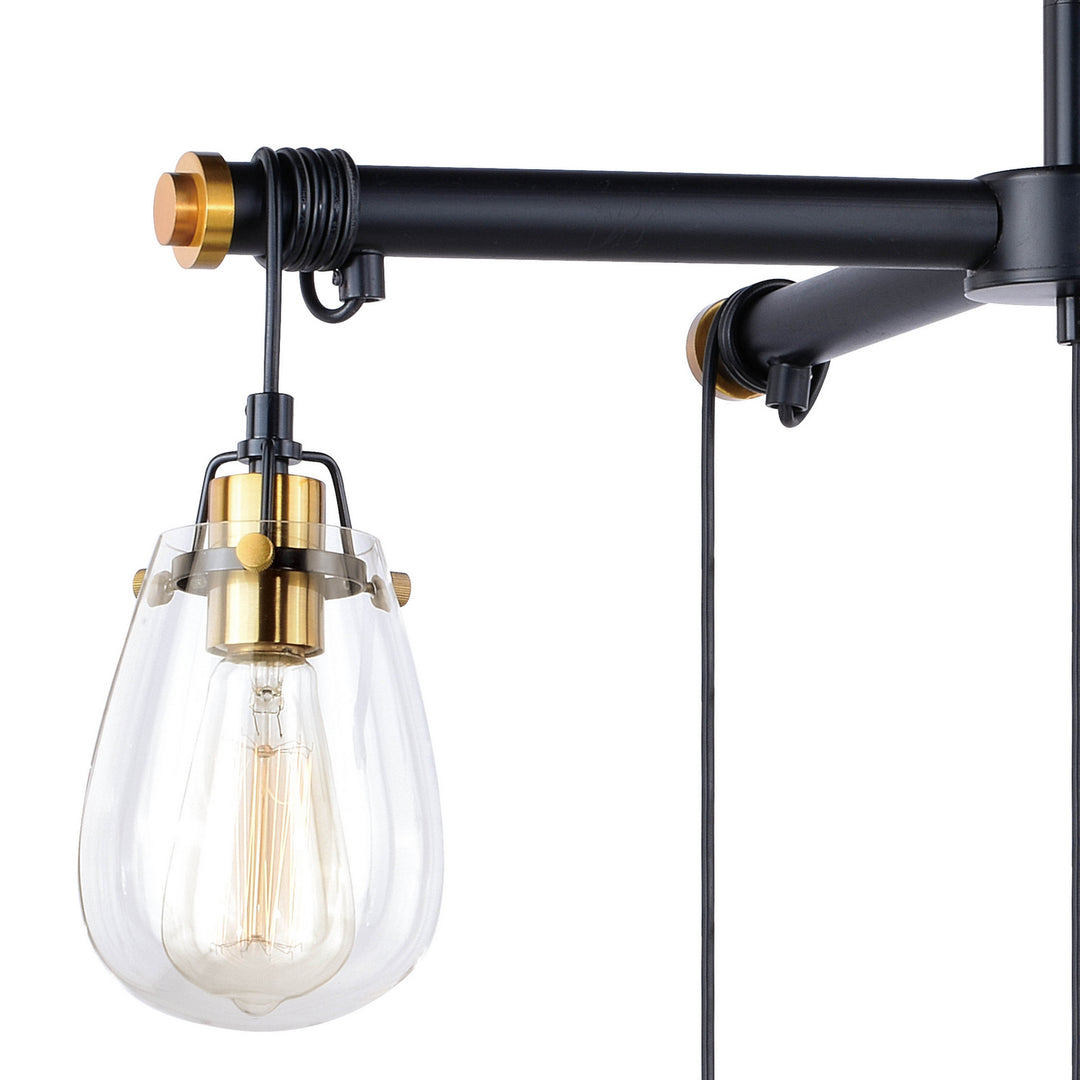 Vaxcel Kassidy H0184 Chandelier Light - Black and Natural Brass