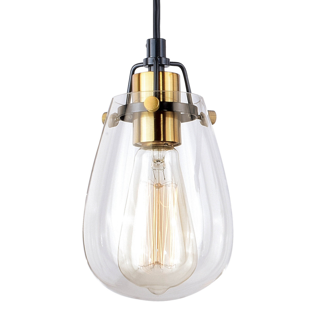 Vaxcel Kassidy P0232 Pendant Light - Black and Natural Brass