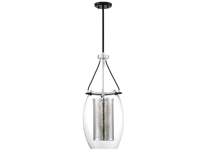 Savoy House Dunbar 7-9063-1-67 Pendant Light - Matte Black with Polished Chrome Accents