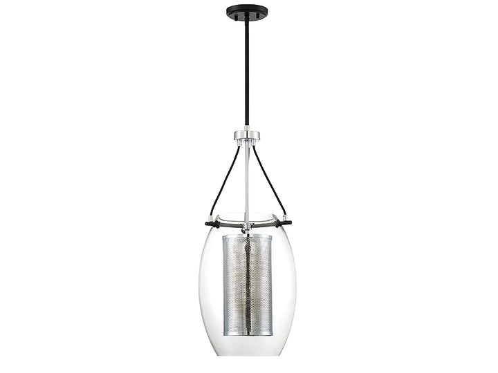 Savoy House Dunbar 7-9063-1-67 Pendant Light - Matte Black with Polished Chrome Accents