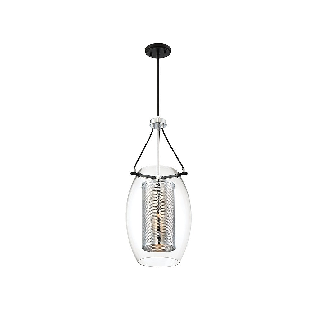 Savoy House Dunbar 7-9063-1-67 Pendant Light - Matte Black with Polished Chrome Accents