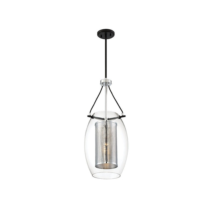 Savoy House Dunbar 7-9063-1-67 Pendant Light - Matte Black with Polished Chrome Accents