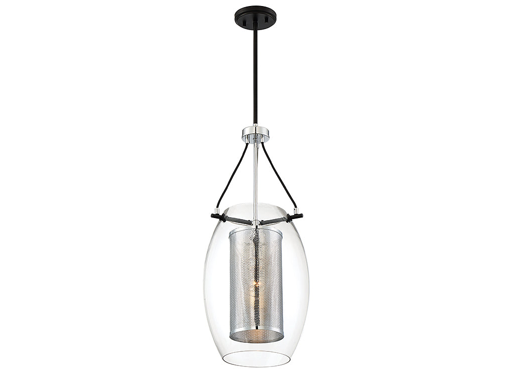 Savoy House Dunbar 7-9063-1-67 Pendant Light - Matte Black with Polished Chrome Accents