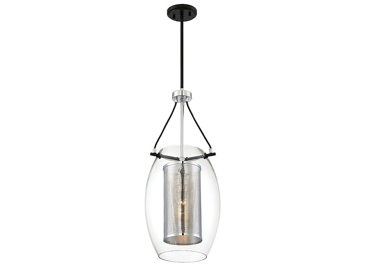 Savoy House Dunbar 7-9063-1-67 Pendant Light - Matte Black with Polished Chrome Accents