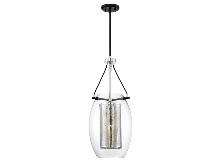 Savoy House Dunbar 7-9063-1-67 Pendant Light - Matte Black with Polished Chrome Accents