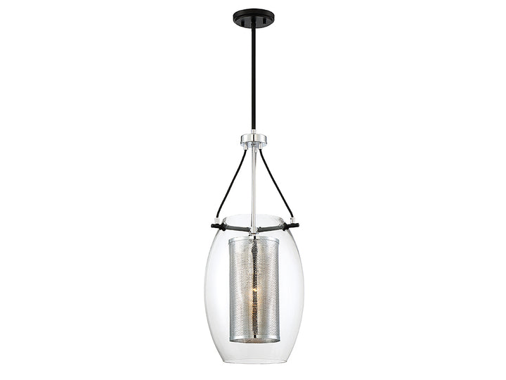 Savoy House Dunbar 7-9063-1-67 Pendant Light - Matte Black with Polished Chrome Accents