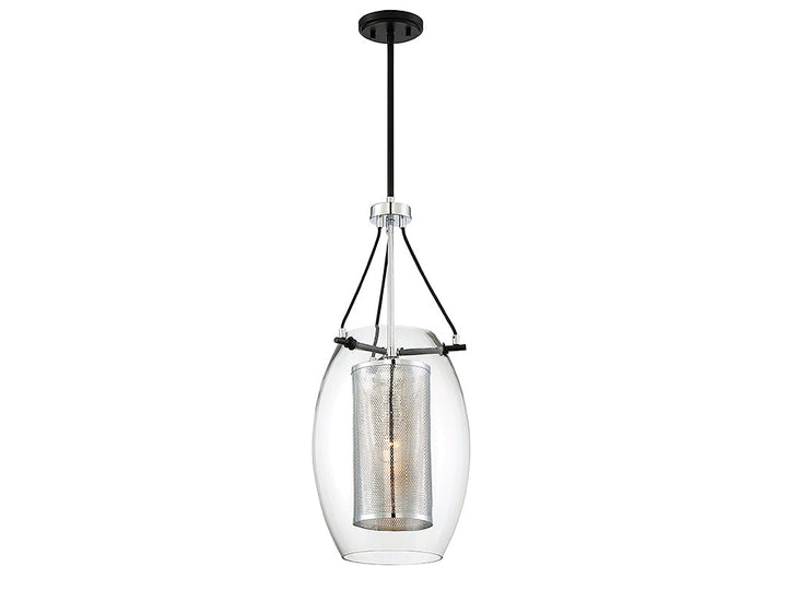 Savoy House Dunbar 7-9063-1-67 Pendant Light - Matte Black with Polished Chrome Accents