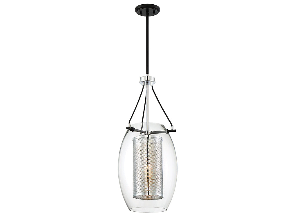 Savoy House Dunbar 7-9063-1-67 Pendant Light - Matte Black with Polished Chrome Accents