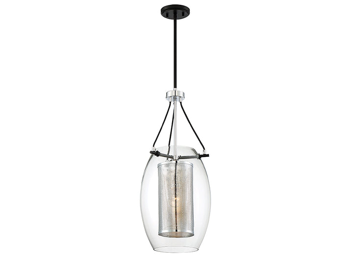 Savoy House Dunbar 7-9063-1-67 Pendant Light - Matte Black with Polished Chrome Accents